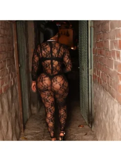 See Through Lace Patchwork Fitted Jumpsuit -Bambam Clothing Shop P 20231218180720964 686