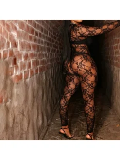 See Through Lace Patchwork Fitted Jumpsuit -Bambam Clothing Shop P 20231218180723424 121