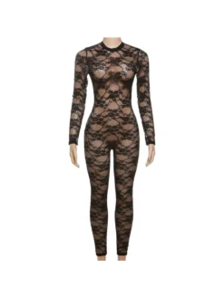 See Through Lace Patchwork Fitted Jumpsuit -Bambam Clothing Shop P 20231218180725933 770