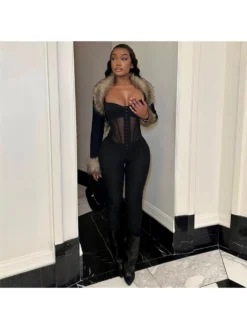 See Through Patchwork Spaghetti Straps Jumpsuits -Bambam Clothing Shop P 20231222151316840 141