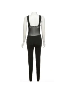 See Through Patchwork Spaghetti Straps Jumpsuits -Bambam Clothing Shop P 20231222151326440 805