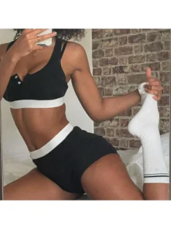 Colorblock Slim Elasticized Sporty Yoga Sets -Bambam Clothing Shop P 20231225125200858 601