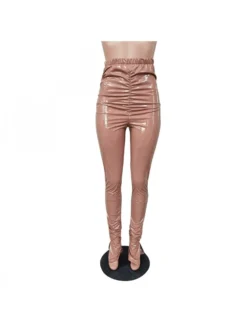 Ruched PU High Rise Stacked Pants -Bambam Clothing Shop P 20231228204354260 225