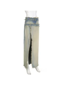 Irregular Raged Hem Split Hem Denim Skirts -Bambam Clothing Shop P 20240104142959743 557