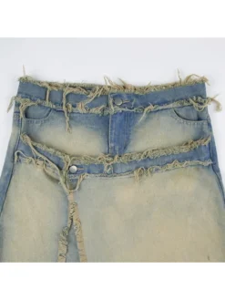 Irregular Raged Hem Split Hem Denim Skirts -Bambam Clothing Shop P 20240104143004215 414