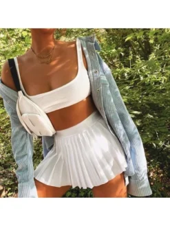 Pleated High Rise Loose Skirts