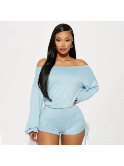 Lace Up Boat Neck Fitted Rompers -Bambam Clothing Shop P 20240115140033967 174