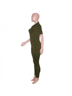 Solid Collar Button Up Fitted Jumpsuit -Bambam Clothing Shop P 20240123142544647 196