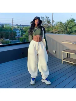 Solid High Waist Wide Leg Pants