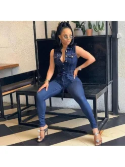 Sleeveless Denim High Rise Bodycon Jumpsuits -Bambam Clothing Shop P 20240223093503836 912