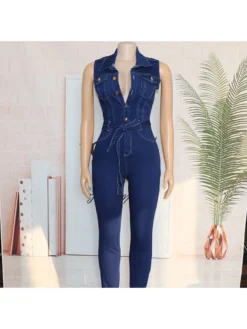 Sleeveless Denim High Rise Bodycon Jumpsuits -Bambam Clothing Shop P 20240223093506030 990