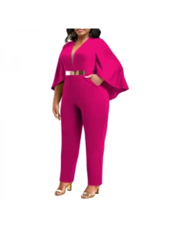 Patchwork V Neck Batwing Sleeve Jumpsuits -Bambam Clothing Shop P 20240306142007305 409