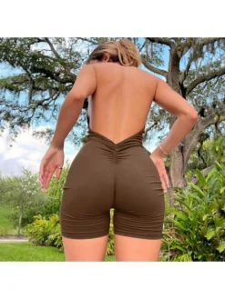 Halter Ruched Backless Rompers -Bambam Clothing Shop P 20240312095544111 255