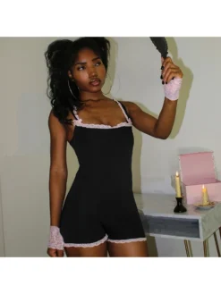 Bow Colorblock Patchwork Bodycon Rompers