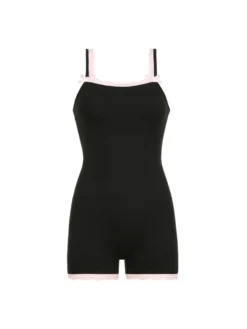 Bow Colorblock Patchwork Bodycon Rompers -Bambam Clothing Shop P 20240313092010078 397