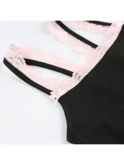 Bow Colorblock Patchwork Bodycon Rompers -Bambam Clothing Shop P 20240313092015235 964