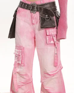 Ruched Cargo Pocket Denim Flared Jeans -Bambam Clothing Shop P 20240313155904834 377