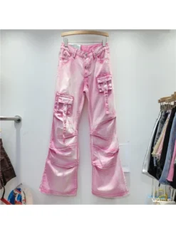 Ruched Cargo Pocket Denim Flared Jeans -Bambam Clothing Shop P 20240313160502697 527