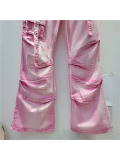 Ruched Cargo Pocket Denim Flared Jeans -Bambam Clothing Shop P 20240313160504059 287