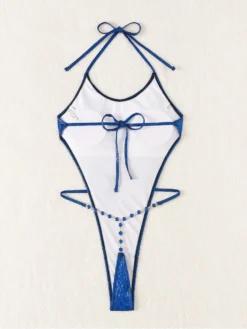 Metallic Halter Neck Bodycon One-Pieces Swimsuit -Bambam Clothing Shop P 20240319175505822 282