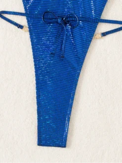 Metallic Halter Neck Bodycon One-Pieces Swimsuit -Bambam Clothing Shop P 20240319175508135 789