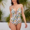 Print High Rise Bodycon One-Pieces Swimwear