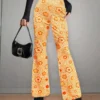 Print High Rise Flared Pants