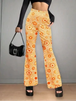 Print High Rise Flared Pants -Bambam Clothing Shop P 20240326114003174 123