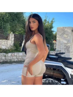 Patchwork Spaghetti Straps Bodycon Rompers -Bambam Clothing Shop P 20240401110810030 500