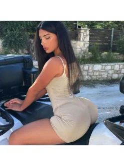 Patchwork Spaghetti Straps Bodycon Rompers -Bambam Clothing Shop P 20240401110810605 737