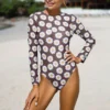 Flower Floral Lace-Up One-Pieces Swimwear