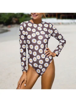 Flower Floral Lace-Up One-Pieces Swimwear