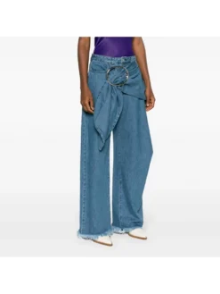 Patchwork Metal Decor Ruched Raged Hem Jeans -Bambam Clothing Shop P 20240401155502181 646