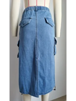 Split Hem Cargo Pocket Denim Skirts -Bambam Clothing Shop P 20240403101529743 847