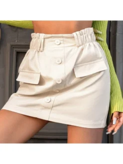 Patchwork Single Breasted Cargo Skirts -Bambam Clothing Shop P 20240407103515586 166