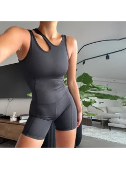 Patchwork Hollow Out Asymmetrical Rompers