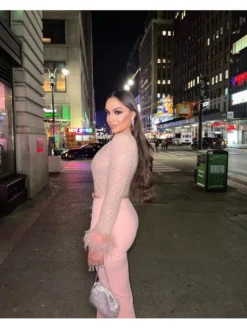 Sequin Feather Long Sleeve Jumpsuits -Bambam Clothing Shop P 20240408110503604 299