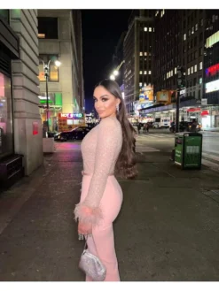 Sequin Feather Long Sleeve Jumpsuits -Bambam Clothing Shop P 20240408110505881 381