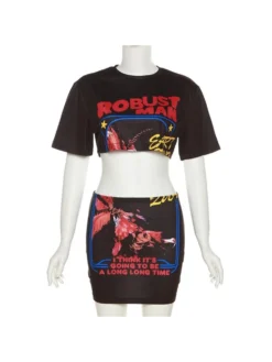 Letter Printed Cropped Skirt Sets -Bambam Clothing Shop P 20240408135623845 371