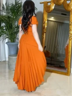 Pleated Patchwork Short Sleeve Jumpsuits -Bambam Clothing Shop P 20240408164010694 647