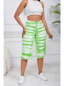 Colorblock Tie Dye Denim Shorts