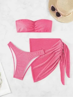 Fluffy Solid Color Cropped 3 PC Bikinis Sets -Bambam Clothing Shop P 20240409140503401 315