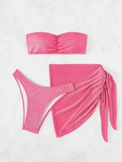 Fluffy Solid Color Cropped 3 PC Bikinis Sets -Bambam Clothing Shop P 20240409140504572 754