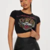 Tiger Heart Rhinestone Cropped Tee