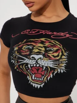 Tiger Heart Rhinestone Cropped Tee -Bambam Clothing Shop P 20240409153649826 471