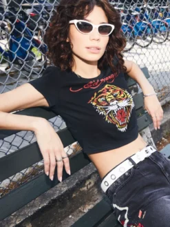 Tiger Heart Rhinestone Cropped Tee -Bambam Clothing Shop P 20240409153715848 247