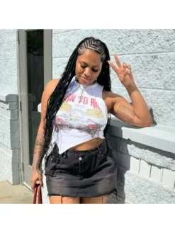 Letter Round Neck Bodycon Tanks Top -Bambam Clothing Shop P 20240411091815290 789