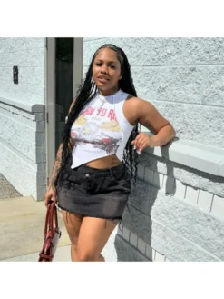 Letter Round Neck Bodycon Tanks Top -Bambam Clothing Shop P 20240411091815758 121