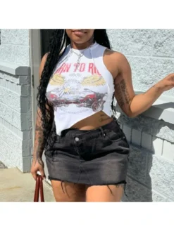 Letter Round Neck Bodycon Tanks Top -Bambam Clothing Shop P 20240411091816253 982