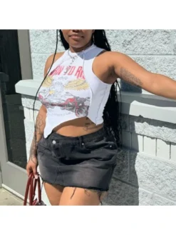 Letter Round Neck Bodycon Tanks Top -Bambam Clothing Shop P 20240411091816941 568